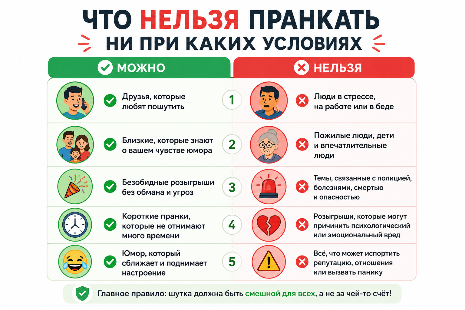 чек-лист безопасных смешных пранков